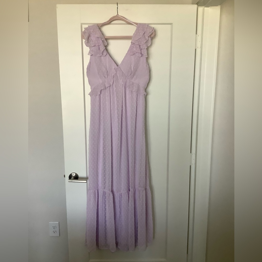 🌸💕Francesca's Collections Purple Ruched Ruffled Sundress🥰👗🥂 - Picture 4 of 7